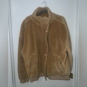 Alo Yoga Sherpa Bomber Varsity Faux Fur Jacket